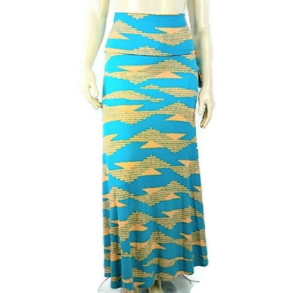 XS LuLaroe Maxi Blue Yellow Abstract‎ Geometric Print- NEW!
